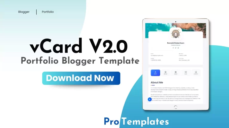 vCard V2.0 Portfolio Blogger Template Free Download