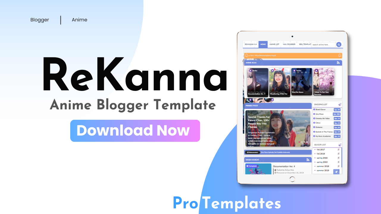 ReKanna Anime Blogger Template Free Download