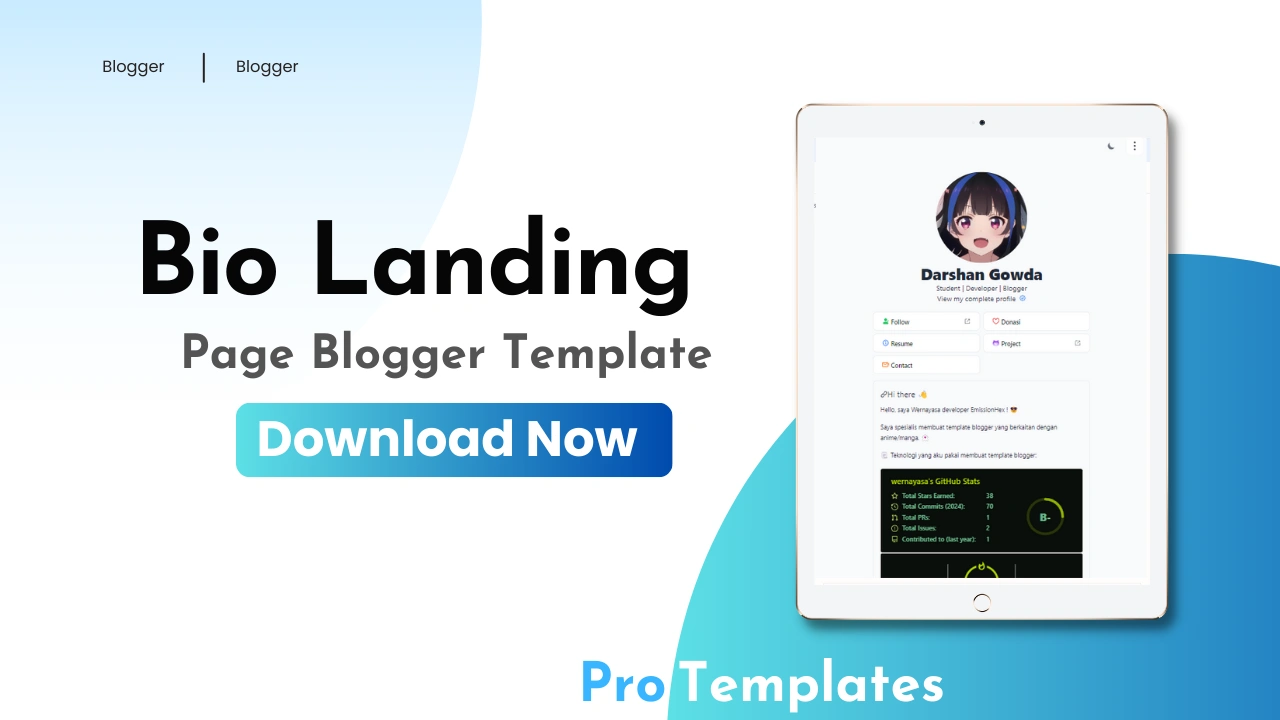 Bio Landing Page Blogger Template